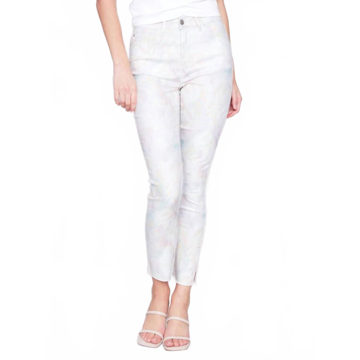 New Charlie B 5-Pocket Print Ankle Pant In Pastel
